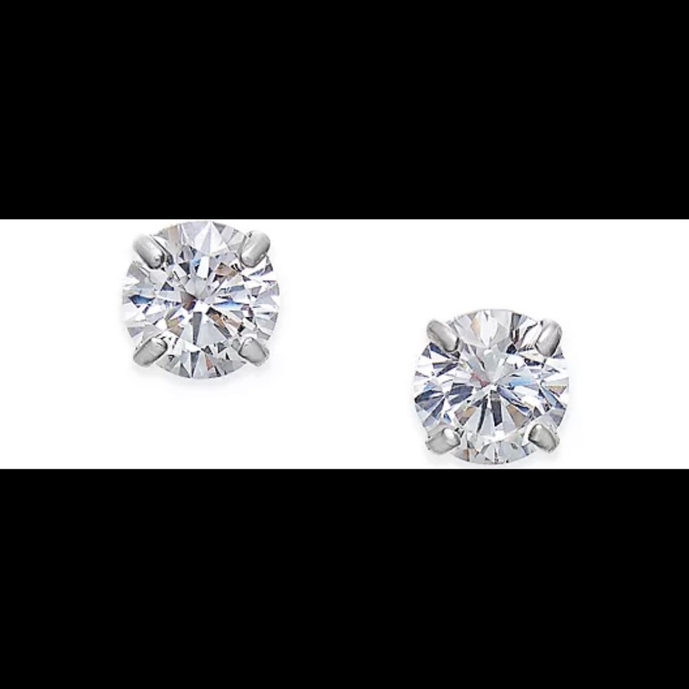Brand New Cubic Zirconia 14K White Gold Stud Earrings
